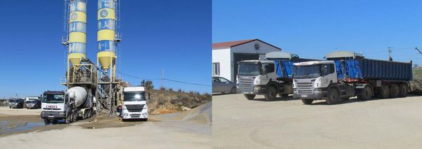 Áridos y transportes Tintosur vehículos de la empresa